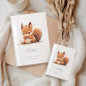 Eichhörnchen U-Heft & Impfpass Hülle | Waldtiere | Personalisierbar mit Namen und Datum | Untersuchungsheft Hülle | Impfpass Hülle