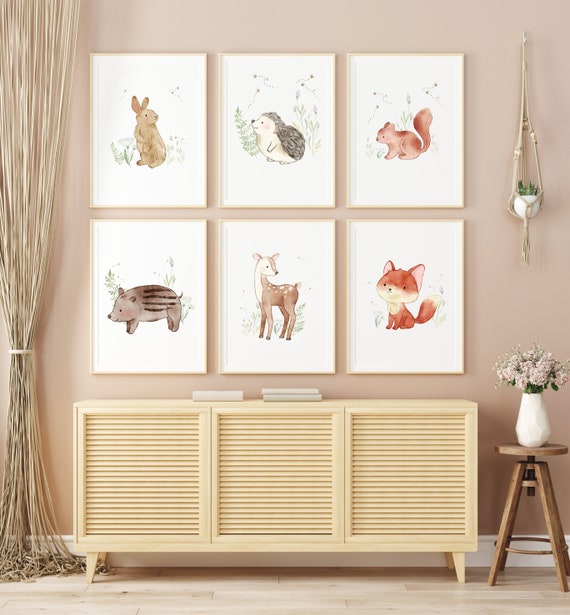 Carta da parati fotomurale acquerello animali foresta bosco arte. 357 - cameretta bambini bambino bambina - tnt 240 x 240 cm Smart | Leroy Merlin