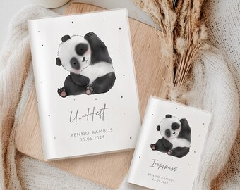 Panda U-Heft & Impfpass Hülle | Dschungel | Personalisierbar Namen und Datum | UHeft mit Fach | Untersuchungsheft Hülle | Impfpass Hülle