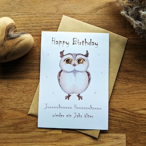 Customizable birthday card Owl with envelope | | invitation card Card for baby or child |  Card for adults