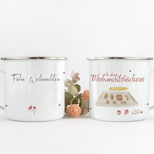 Weihnachtsbäckerei Emaille Tasse | Weihnachtstasse | Glühweintasse | Frohe Weihnachten | Merry Christmas | Kindertasse | Tasse Weihnachten