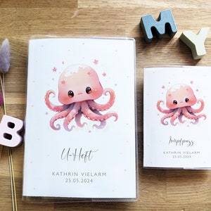 Octopus U-boekje & vaccinatiebewijs omslag | Zeedieren | Personaliseerbare naam en datum | U-boekje met vak | Omslag examenboekje | Vaccinatiecertificaat dekking