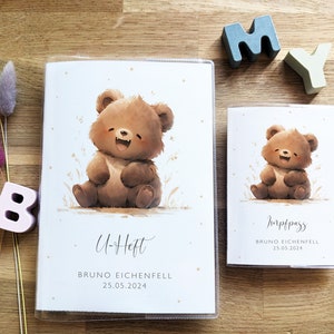 Bear U-boekje & vaccinatiebewijs omslag | Bosdieren | Personaliseerbaar met naam en datum | U-boekje met vak | Omslag examenboekje | Vaccinatiecertificaat dekking