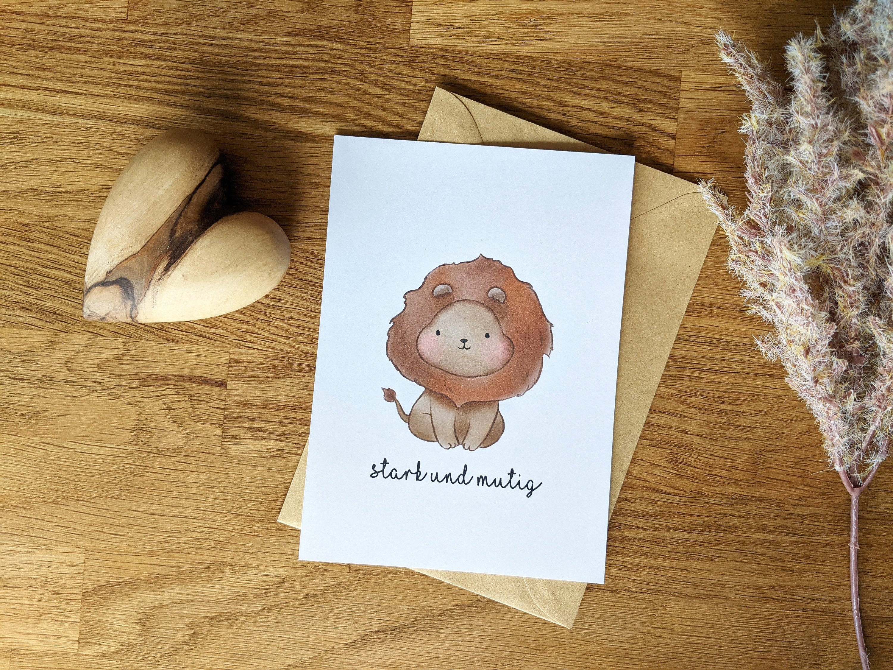 Karte Löwe mit Umschlag zur Geburt Karte zur Taufe | Etsy