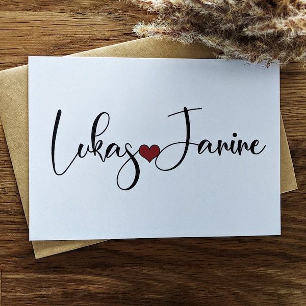 Karte Paar Name | Schrift personalisierte Karte| Liebeserklärung Paar Grußkarte | Jahrestag-Hochzeitstag-Valentinstag-Geschenk