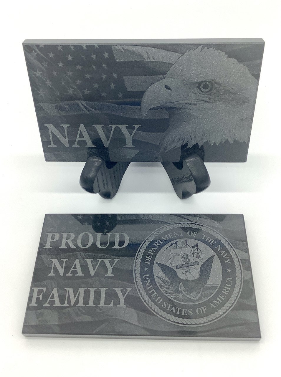 Military Desk Plaque Laser Engraved Black Marblearmy Navy Air Etsy