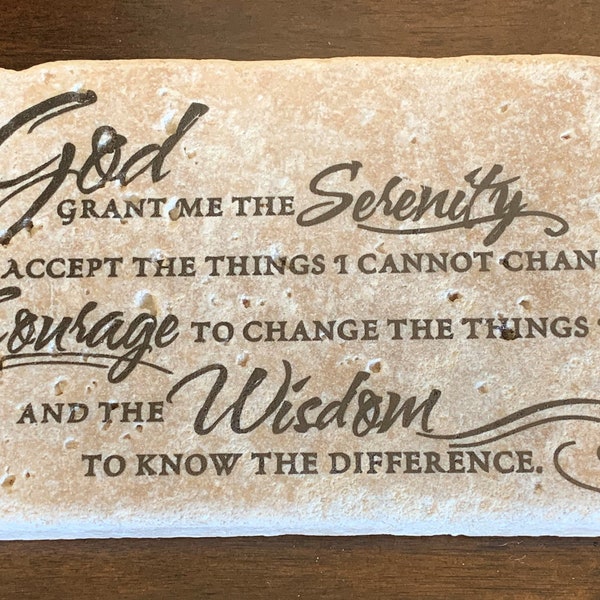 The Serenity Prayer desk plaque or paperweight gift 6"x3" - looks like ancient stone!  God grant me the Serenity...