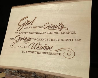 Serenity Prayer wall art large engraved wood wall plaque - God grant me the Serenity