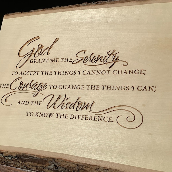 Serenity Prayer wall art large engraved wood wall plaque - God grant me the Serenity