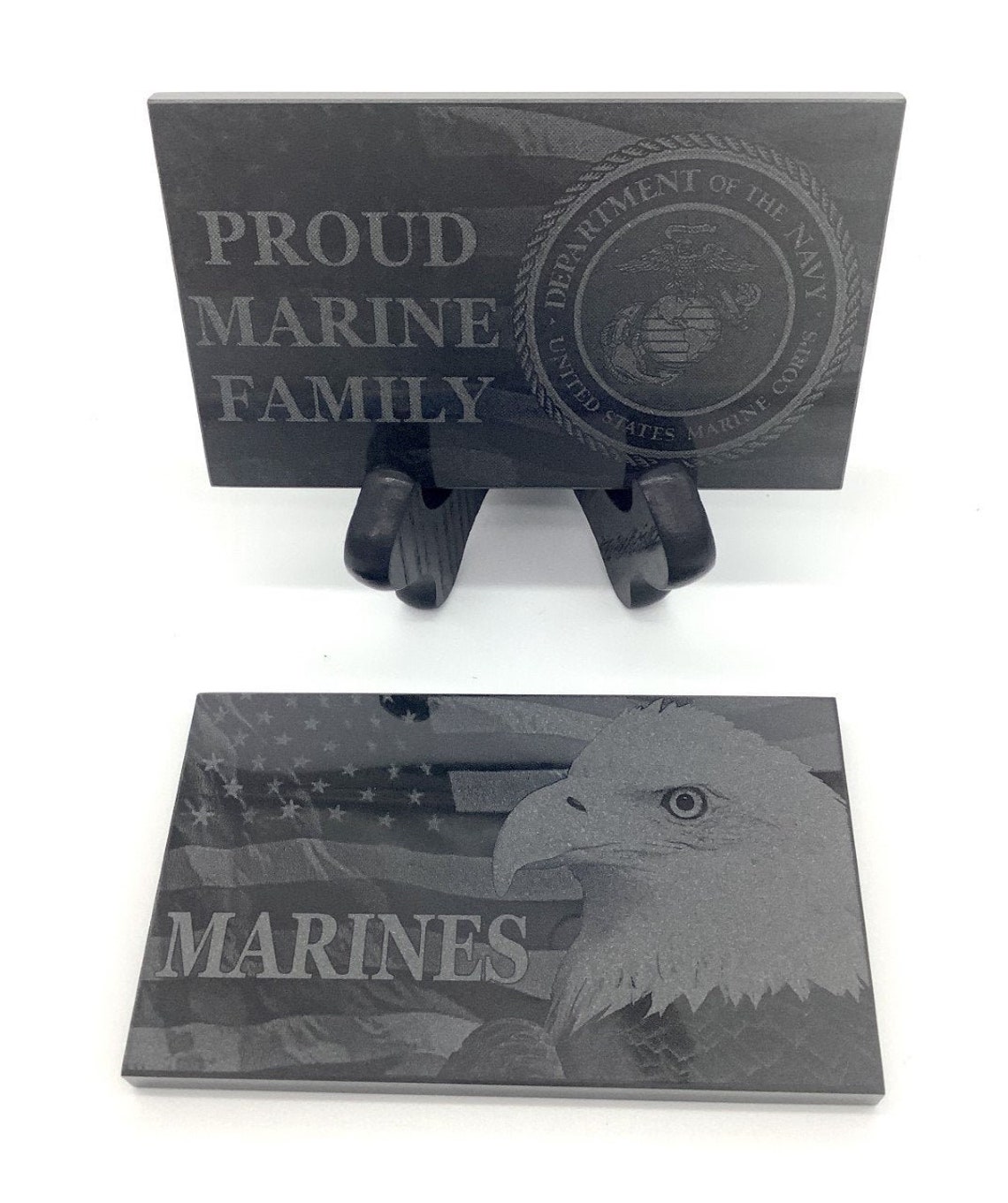 Military Desk Plaque Laser Engraved Black Marblearmy Navy Air Etsy