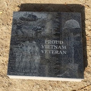 Proud Vietnam Veteran 12x12 Granite Memorial Plaque laser etched