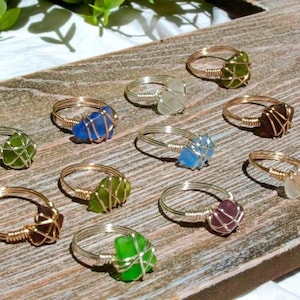 Wire Wrapped Seaglass Rings