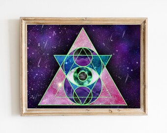 Wall Art Print Sacred Geometry Celestial Galaxy Digital Download