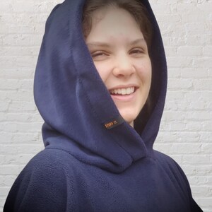 Navy Blue Fleece Hooded Blanket Scout Guide Camp Blanket Poncho image 4