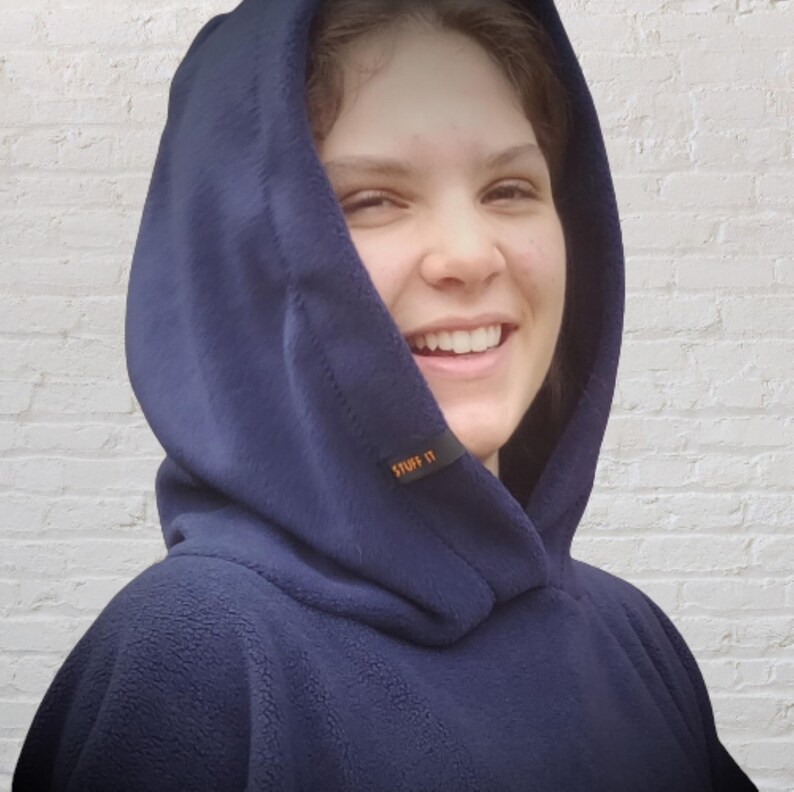 Navy Blue Fleece Hooded Blanket Scout Guide Camp Blanket Poncho image 4