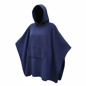 Navy Blue Fleece Hooded Blanket Scout Guide Camp Blanket Poncho image 3
