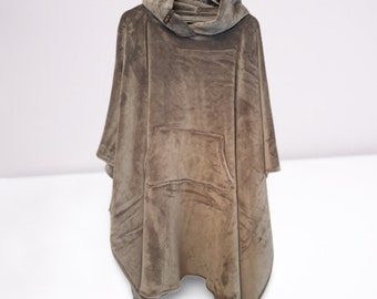 Dark Grey Thermal Fleece Hooded Fleece Blanket Poncho Tog 1.7