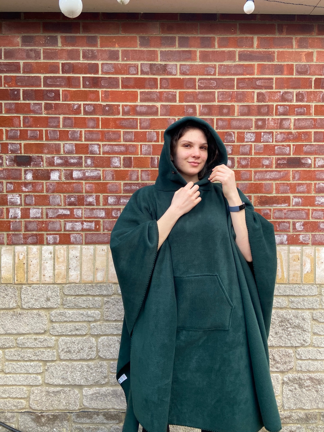 Green Hooded Fleece Blanket Scout Guide Camp Blanket Poncho