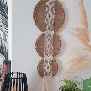 Boho macramé wall decoration, geometric triptych // Gift idea // BOHO