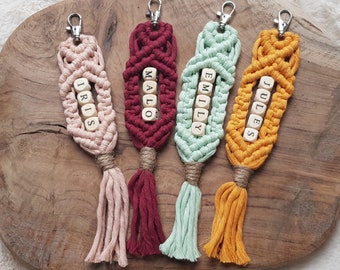 Gepersonaliseerde macramé sleutelhanger, tas sieraden//cadeau idee//BOHO