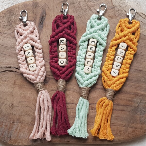 Porte-clés personnalisé en macramé, bijoux de sac //Idée cadeau // BOHO