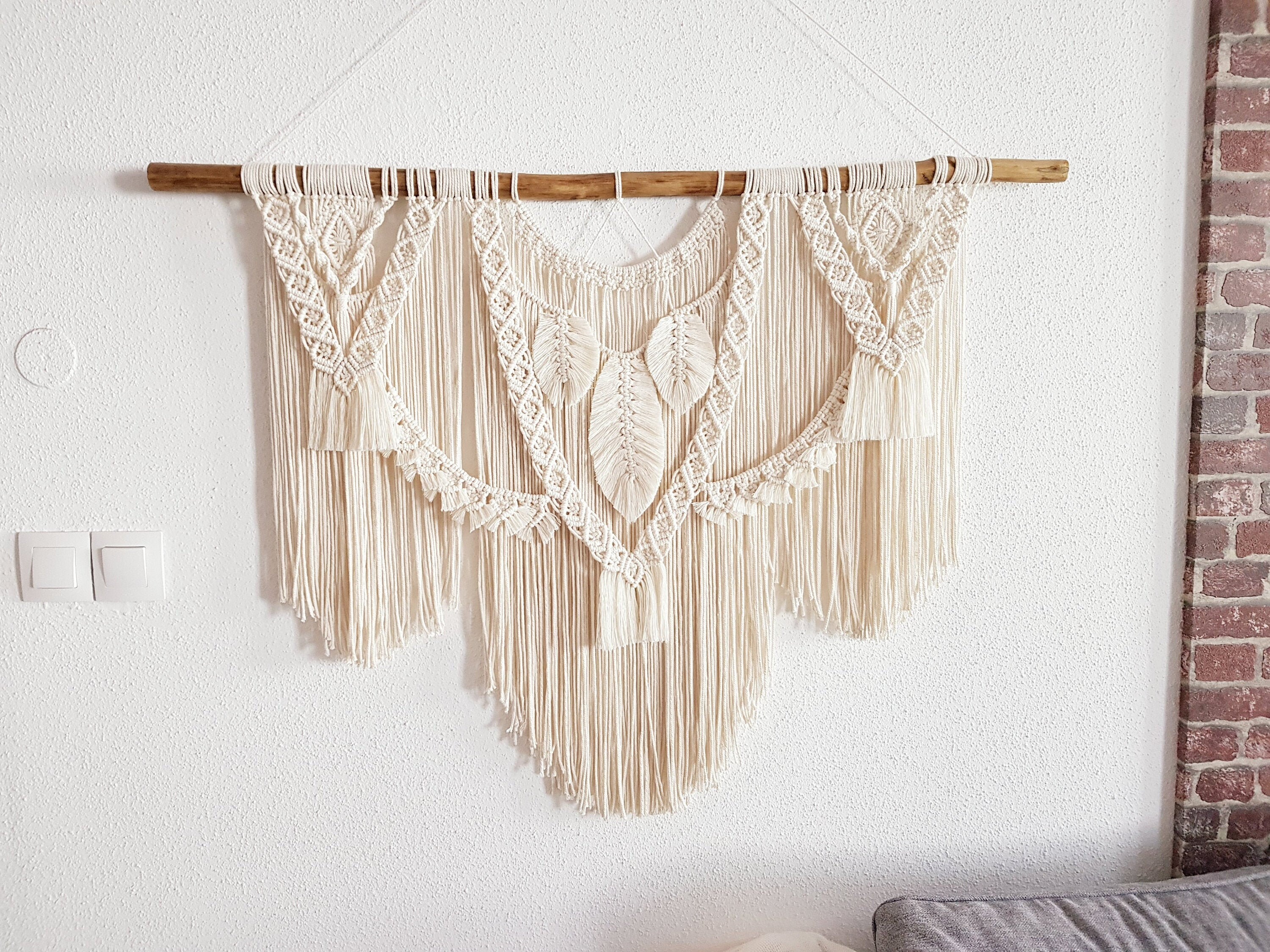 Décoration Murale Bohème, Tapisserie, Tête de Lit en Macramé - Esmeralda