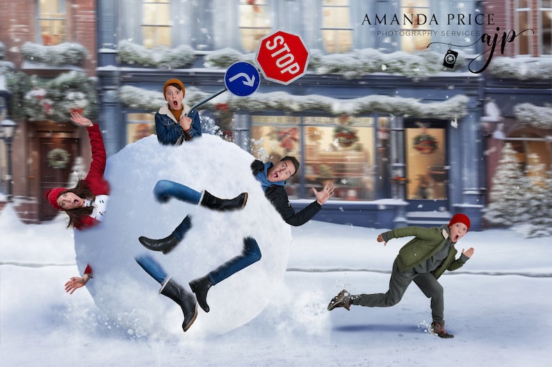 Christmas Snowball Scene - Digital Backdrop. - Etsy