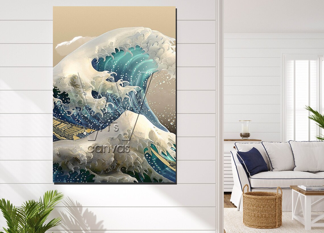 Kanagawa sea japanese art decor wall decor wall art wall | Etsy