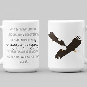 Isaías 40:31 Alas como taza de café de cerámica Eagles 15oz