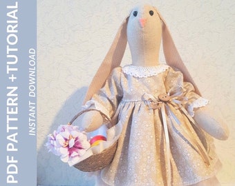 PDF Easter Bunny, Tilda pattern, tilda soft toy, Stuffed Toy, Bunny Pattern PDF, DIY Animal Rag Doll, Soft toy pattern Pdf