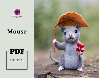 PDF Needle Felted Mouse tutorial, mouse tutorial,needle felted animal ,felt sculpture tutorial, felted toy, felted mouse pattern