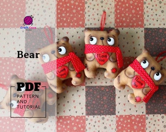 PDF pattern bear, Sewing pattern toy, Digital download, Cute sewing patterns, pdf file bear, Stuffed animals, Toys diy