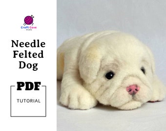 PDF Needle Felted Dog tutorial, pug tutorial,needle felted animal ,felt sculpture tutorial, dog sewing tutorial, felted pug, felted bulldog