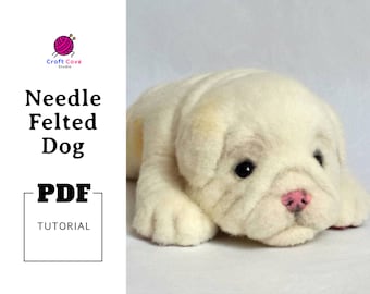 PDF Needle Felted Dog tutorial, pug tutorial,needle felted animal ,felt sculpture tutorial, dog sewing tutorial, felted pug, felted bulldog