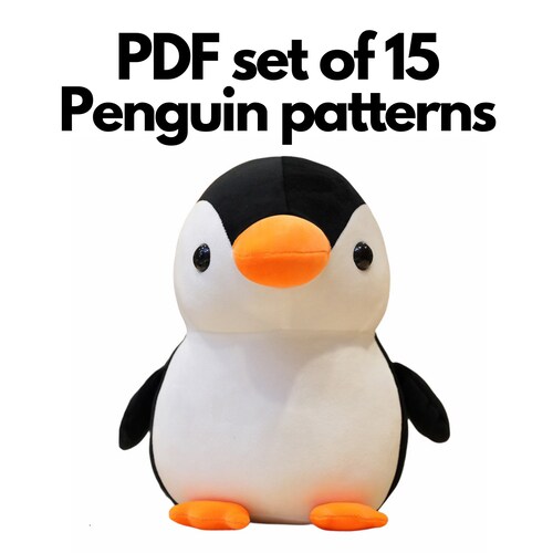 Set of 15 PDF Penguin toy patterns WITHOUT INSTRUCTION,3 sizes penguin sewing pattern,soft toy pattern,stuffed penguin pattern,small pattern