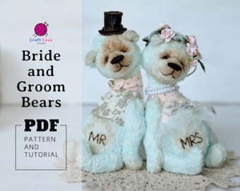 PDF bride and groom toy,sewing pattern,bear sewing tutorial,newlywed  tutorial pdf,soft toy pattern pdf,newlywed gift,toy for wedding decor