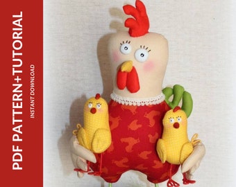 PDF Easter chicken, Chicken pattern, Rag soft toy, Stuffed Toy, Chicken Pattern PDF, DIY Animal Rag Doll,Soft toy pattern Pdf, easy tutorial