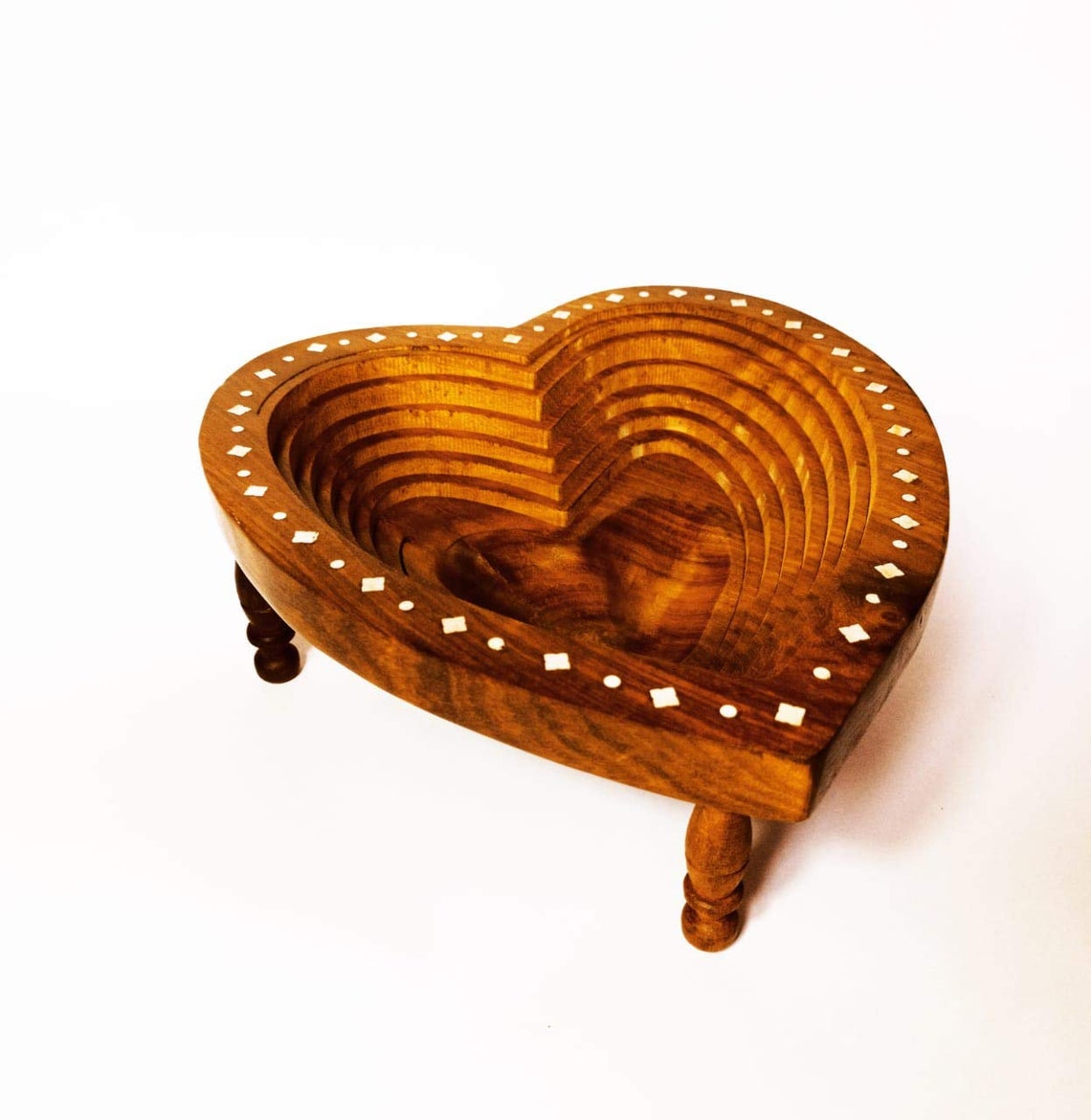 Wooden Foldable Heart Shape Basket Fruit Basket Etsy