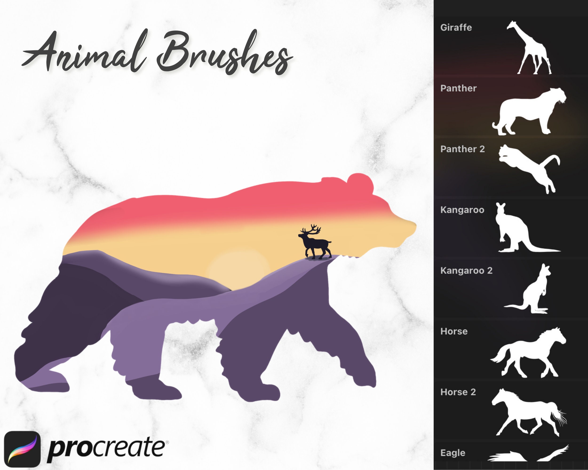 20 Procreate Animal Brushes / Digital Download Etsy