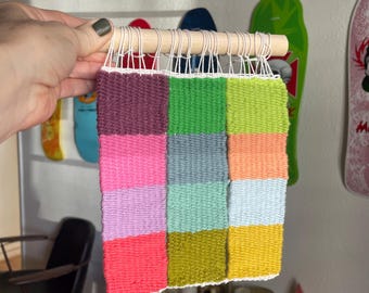 Rainbow Colorblock Minimal Modern Woven Tapestry Wall Art