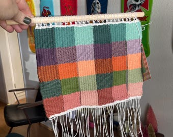 Cool Toned Buffalo Check Modern Woven Wall Hangin Tapestry