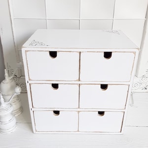 Holzbox Vintage weiß,  Holzkiste mit Schubladen,  Holzbox Aufbewahrung