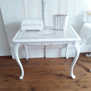 Beistelltisch, Couchtisch, Nachttisch, Beistelltisch Vintage weiß Shabby Chic