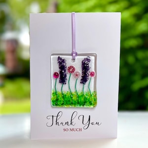 Thank You card with detachable fused glass keepsake