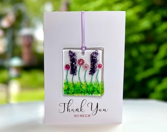 Thank You card with detachable fused glass keepsake