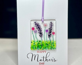 Happy Mother's Day card with fused glass keepsake