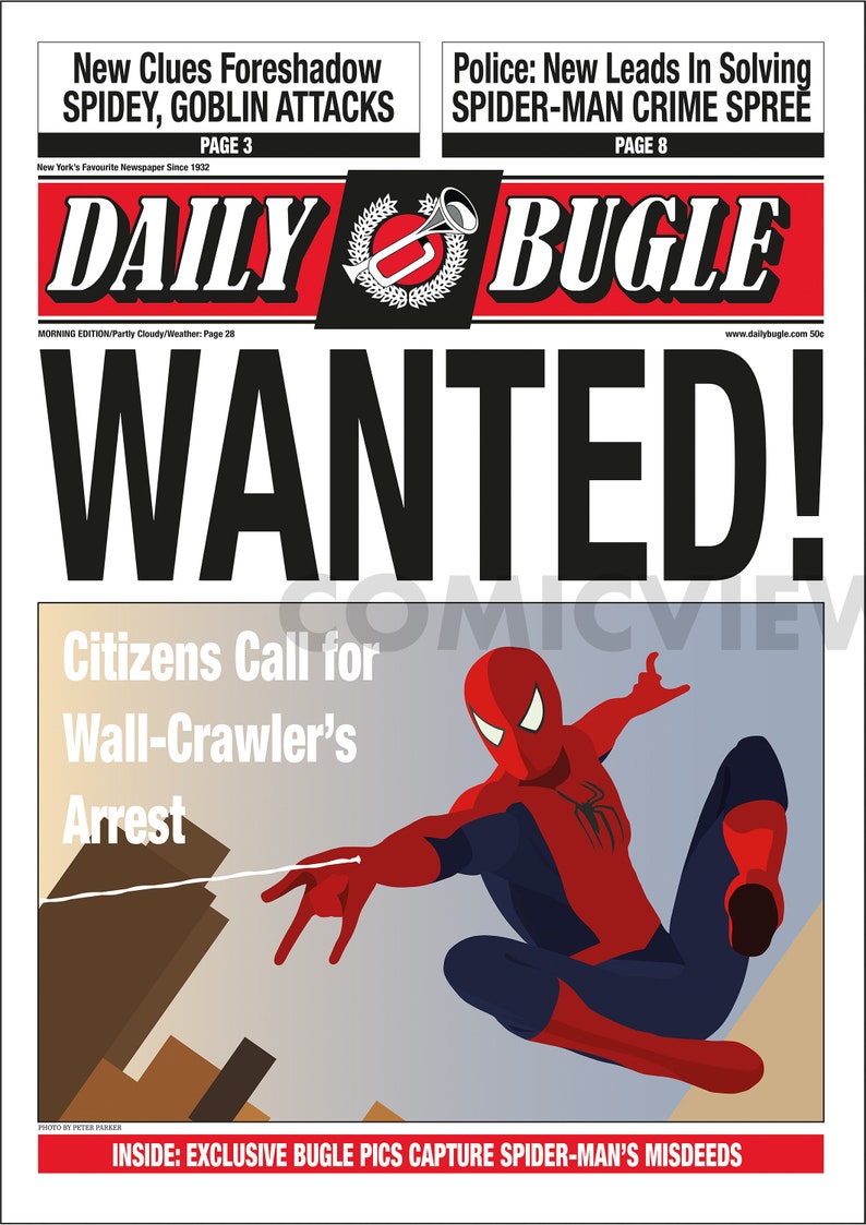 Spiderman Daily Bugle Newspaper Poster A2 or A3 Print Etsy