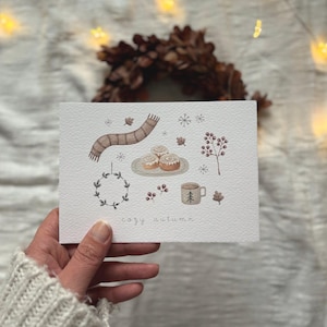 Karte Herbst | Karte Winter | Karte Kaffee trinken | Zimtschnecken | Cozy Autumn | Winterzeit | Herbstgrüße | Herbstliebe | Herbstzeit