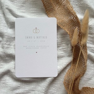 Personalisierte Karte zur Hochzeit | Hochzeitskarte mit Namen | Minimalistische Hochzeitskarte | Geschenk zur Hochzeit | Eheringe