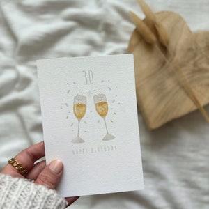 Karte 30. Geburtstag | Karte Sekt | Glückwunschkarte 30. Geburtstag | Geburtstagsfeier Sektgläser | Konfetti | Geschenkidee 30. Geburtstag